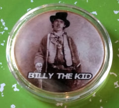 BILLY THE KID OLD WEST #BXB336 COLORIZED GOLD PLATED ART ROUND