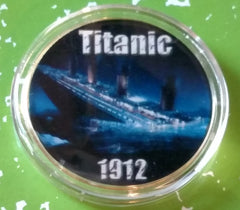 TITANIC SHIP SINKING #Y895 COLORIZED GOLD PLATED ART ROUND