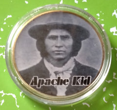 APACHE KID OLD WEST #BXB338 COLORIZED GOLD PLATED ART ROUND