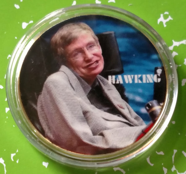 STEPHEN HAWKING #BXB103 COLORIZED GOLD PLATED ART ROUND - 1