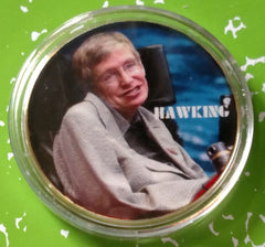 STEPHEN HAWKING #BXB103 COLORIZED GOLD PLATED ART ROUND