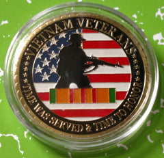 VIETNAM VETERANS NEVER FORGOTTEN #1061 COLORIZED GOLD PLATED ART ROUND