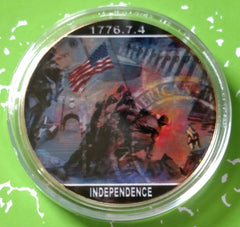 INDEPENDENCE 1776 #F166 COLORIZED GOLD PLATED ART ROUND