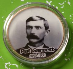 PAT GARRETT OLD WEST #BXB337 COLORIZED GOLD PLATED ART ROUND