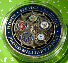 USA MILITARY FAMILY ARMY, NAVY, AIR FORCE, MARINES, COAST GUARD LARGE COLORIZED ART ROUND