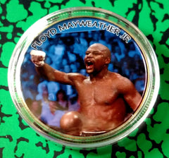FLOYD MAYWEATHER JR BOXING FIGHTER #BXB477 COLORIZED GOLD PLATED ART ROUND