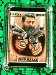 NED KELLY GUNS #B753 COLORIZED GOLD/BRASS  ART BAR