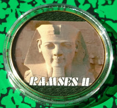 RAMSES II EGYPT #BXB398 COLORIZED GOLD/BRASS ART ROUND