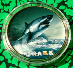 SHARK #BXB409 COLORIZED GOLD/BRASS ART ROUND