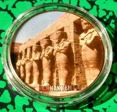 KARNAK TEMPLE EGYPT #BXB425 COLORIZED GOLD/BRASS ART ROUND