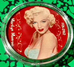 MARILYN MONROE #M75 COLORIZED GOLD PLATED ART ROUND