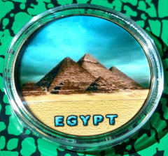 EGYPT DUSK PYRAMIDS #BXB426 COLORIZED GOLD/BRASS ART ROUND
