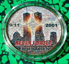 9/11 NEVER FORGET #261 COLORIZED ART ROUND
