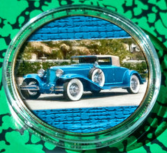 ANTIQUE COLLECTOR CAR #BXB430 COLORIZED GOLD/BRASS ART ROUND