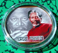 MORGAN FREEMAN #F COLORIZED GOLD/BRASS ART ROUND
