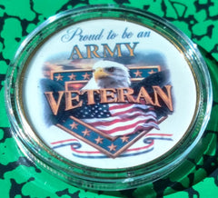 USA MILITARY PROUD VETERAN #FMB3 COLORIZED ART ROUND