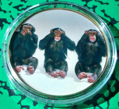 CHIMPANZEES #Y768 COLORIZED GOLD/BRASS ART ROUND