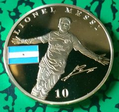 LIONEL MESSI FC BARCELONA SOCCER COLORIZED GOLD/BRASS ART ROUND