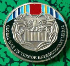 GLOBAL WAR ON TERROR EXPEDITIONARY MEDAL COLORIZED GOLD/ BRASS ART ROUND