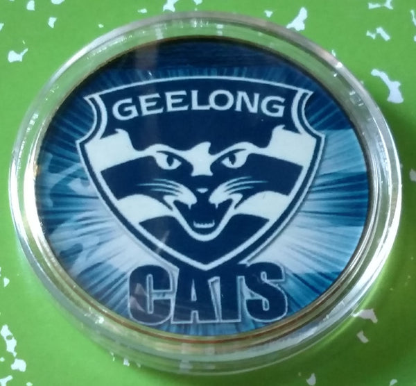 AFL GEELONG CATS FOOTBALL #BXB135 COLORIZED GOLD/BRASS ART ROUND - 1