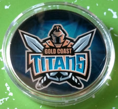 NRL GOLD COAST TITANS RUGBY FOOTBALL  #BXB165 COLORIZED GOLD/BRASS ART ROUND