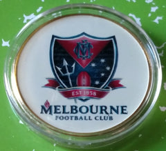 AFL MELBOURNE DEMONS FOOTBALL #BXB618 COLORIZED GOLD/BRASS ART ROUND