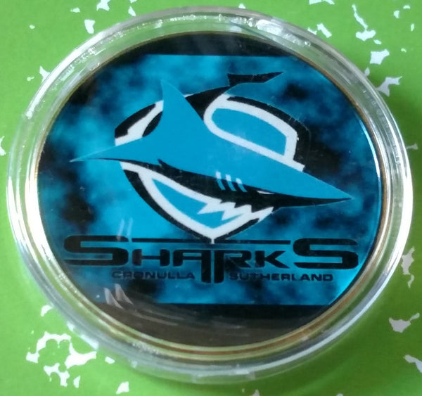 NRL CRONULLA SHARKS RUGBY FOOTBALL #BXB195 COLORIZED GOLD/BRASS ART ROUND - 1