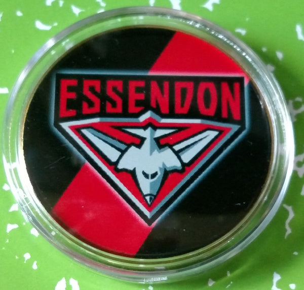 AFL ESSENDON BOMBERS FOOTBALL #BXB168 COLORIZED GOLD/BRASS ART ROUND - 1
