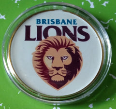 AFL BRISBANE LIONS FOOTBALL #BXB197 COLORIZED GOLD/BRASS ART ROUND