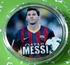 MESSI SOCCER #BXB600 COLORIZED GOLD/BRASS ART ROUND