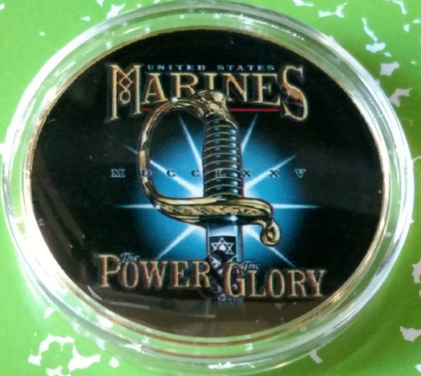 USMC MARINES POWER GLORY #631 COLORIZED ART ROUND - 1