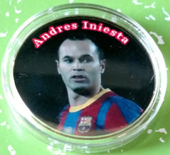ANDRES INIESTA SOCCER #198611 COLORIZED GOLD/BRASS ART ROUND