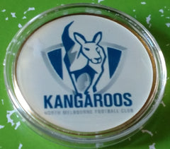 AFL NORTH MELBOURNE KANGAROOS FOOTBALL #BXB617 COLORIZED GOLD/BRASS ART ROUND