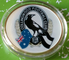 AFL COLLINGWOOD MAGPIES FOOTBALL #BXB196 COLORIZED GOLD/BRASS ART ROUND
