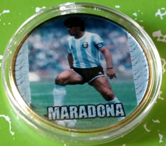 MARADONA SOCCER #BXB602 COLORIZED GOLD/BRASS ART ROUND