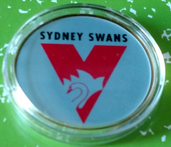 AFL SYDNEY SWANS FOOTBALL #BXB129 COLORIZED GOLD/BRASS ART ROUND - 1