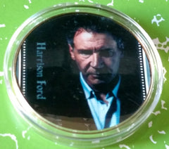 HARRISON FORD #F COLORIZED GOLD PLATED ART ROUND