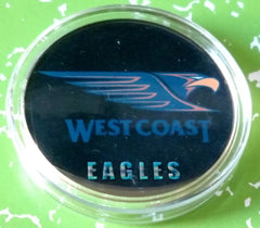 WEST COAST EAGLES RUGBY FOOTBALL #BXB138 COLORIZED GOLD/BRASS ART ROUND