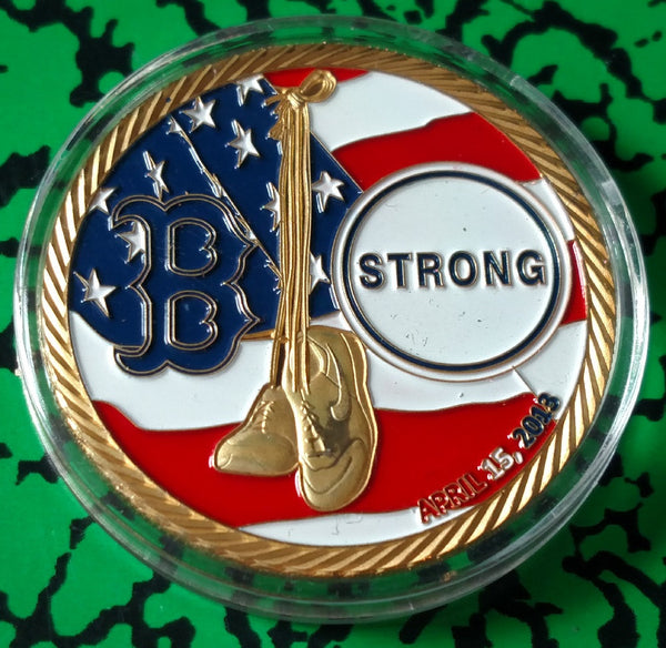 9/11 NY TOUGH - BOSTON STRONG #2105 COLORIZED GOLD/BRASS ART ROUND - 1