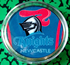 NEWCASTLE KNIGHTS FOOTBALL #BXB163 COLORIZED GOLD/BRASS ART ROUND