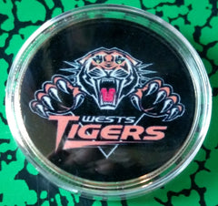 WESTS TIGERS FOOTBALL #BXB167 COLORIZED GOLD/BRASS ART ROUND
