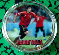 DAVID VILLA SOCCER #BXB627 COLORIZED GOLD/BRASS ART ROUND