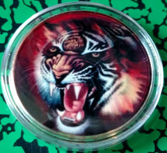 FIERCE TIGER #Y801 COLORIZED GOLD/BRASS ART ROUND