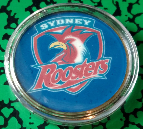 SYDNEY ROOSTERS FOOTBALL #BXB130 COLORIZED GOLD/BRASS ART ROUND - 1
