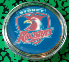 SYDNEY ROOSTERS FOOTBALL #BXB130 COLORIZED GOLD/BRASS ART ROUND