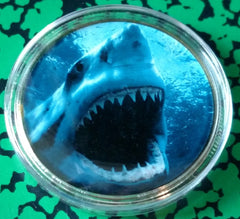 SHARK #BXB412 COLORIZED SILVER PLATED ART ROUND