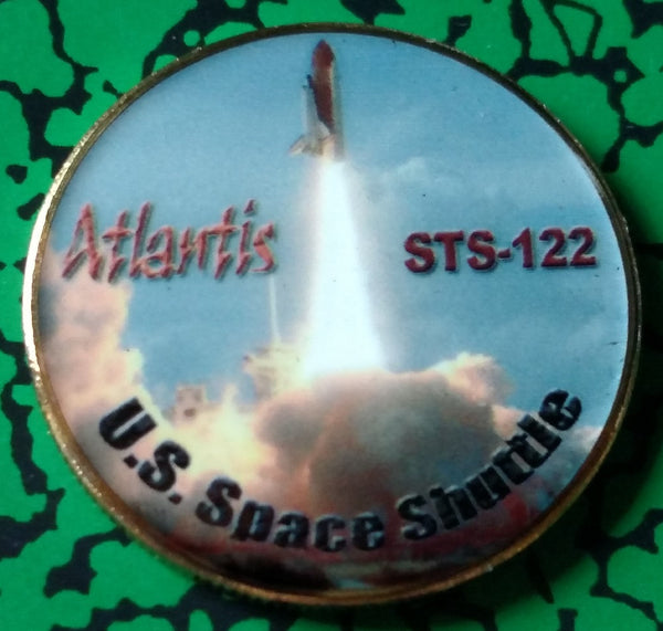 SPACE SHUTTLE ATLANTIS STS-122  #187 COLORIZED ART ROUND - 1