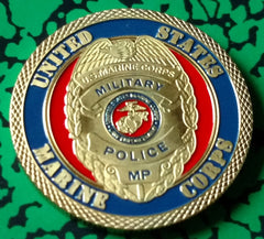 USMC MARINE CORPS POLICE SEMPER FIDELIS #1103 COLORIZED ART ROUND