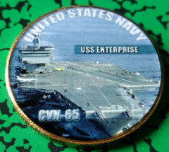 US NAVY SHIP USS ENTERPRISE CVN-65  #57 COLORIZED ART ROUND