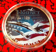 US NAVY HORNET F/A-18  #128 COLORIZED ART ROUND